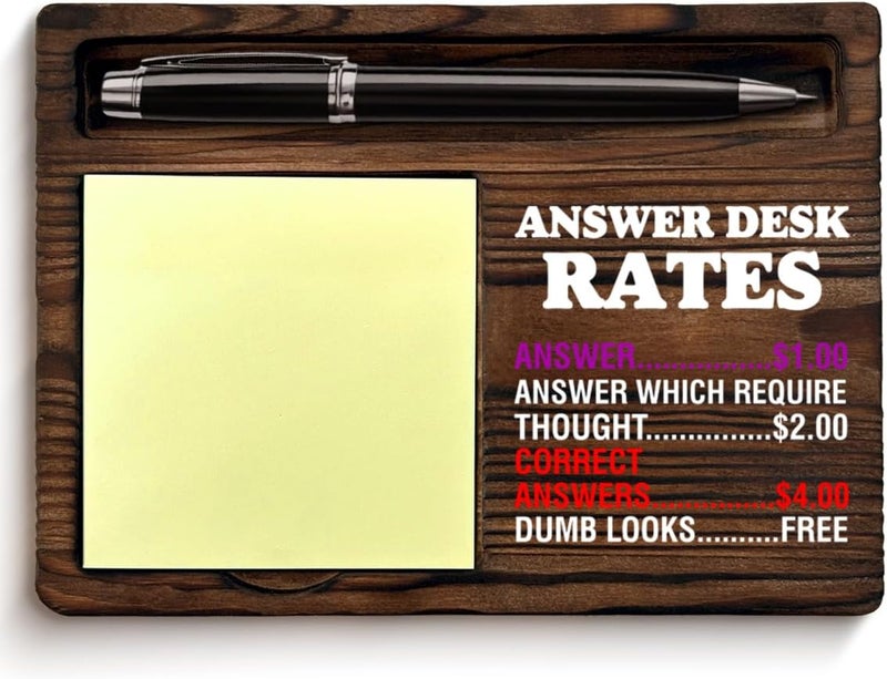 QODMGD Funny Office Sticky Note Holder Humor Gag Gifts for Coworkers Boss, Answer Desk Rates Post It Note Dispenser for Office Cubicle Desk Decor - Image 1